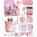 Pink Desk Organizers and Accessories With Mesh Desk Organizer and 360°Rotating Pen Holder