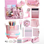 Pink Desk Organizers and Accessories With Mesh Desk Organizer and 360°Rotating Pen Holder