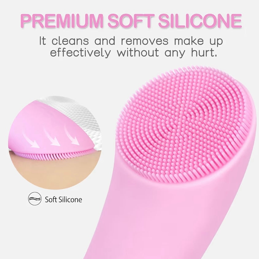 Rechargeable Silicone Face Scrubber with Heat Massage End