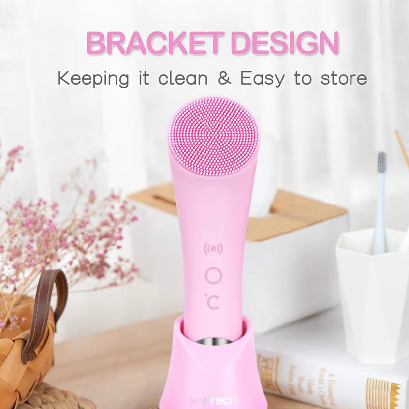 Rechargeable Silicone Face Scrubber with Heat Massage End