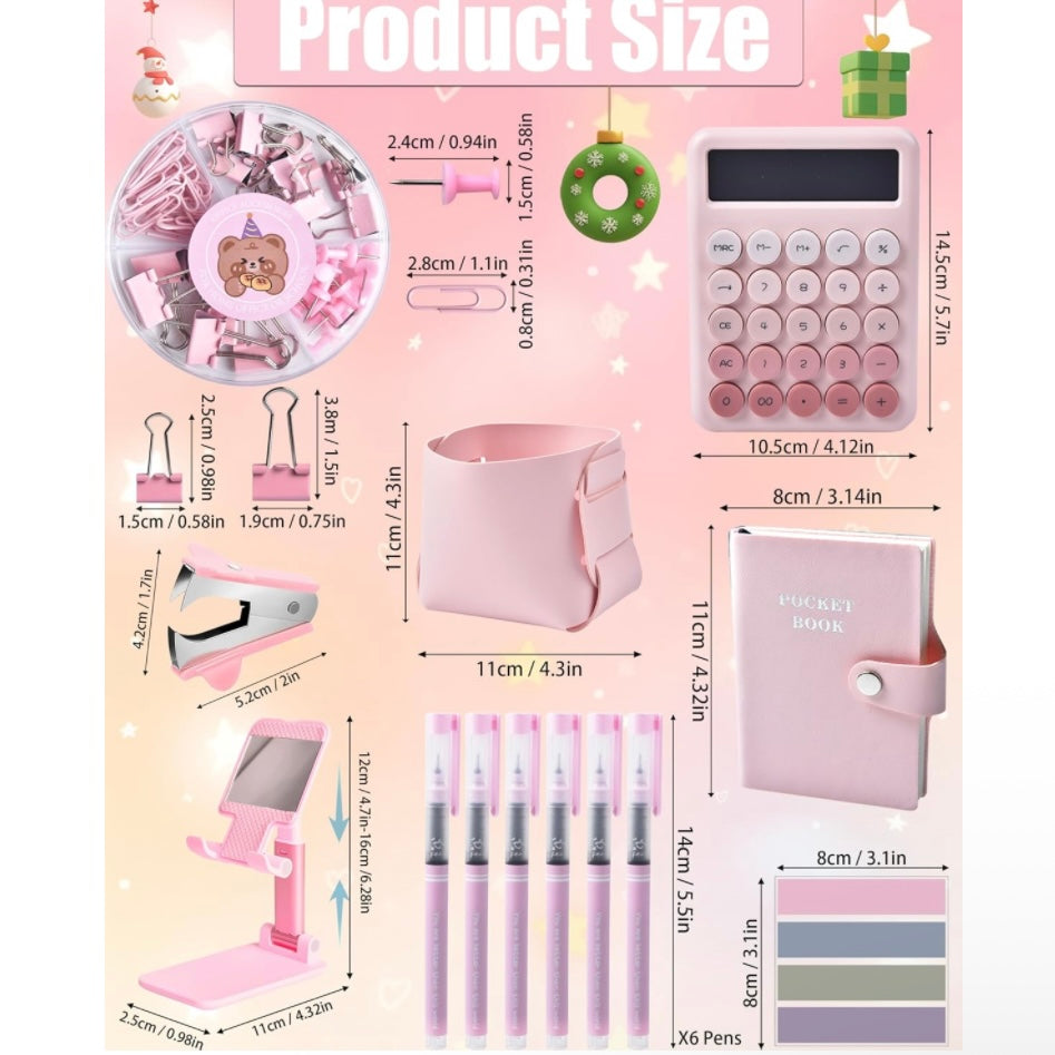 Pink Desk Organizers and Accessories With Mesh Desk Organizer and 360°Rotating Pen Holder