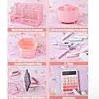 Pink Desk Organizers and Accessories With Mesh Desk Organizer and 360°Rotating Pen Holder