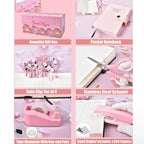 Pink Desk Organizers and Accessories With Mesh Desk Organizer and 360°Rotating Pen Holder