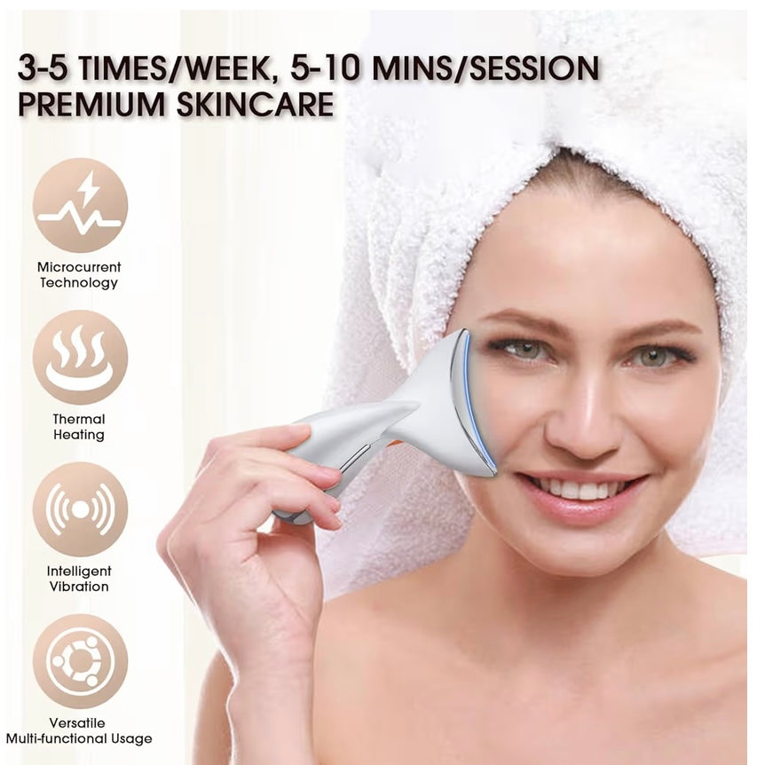 Face & Neck Massager with LED Light Therapy