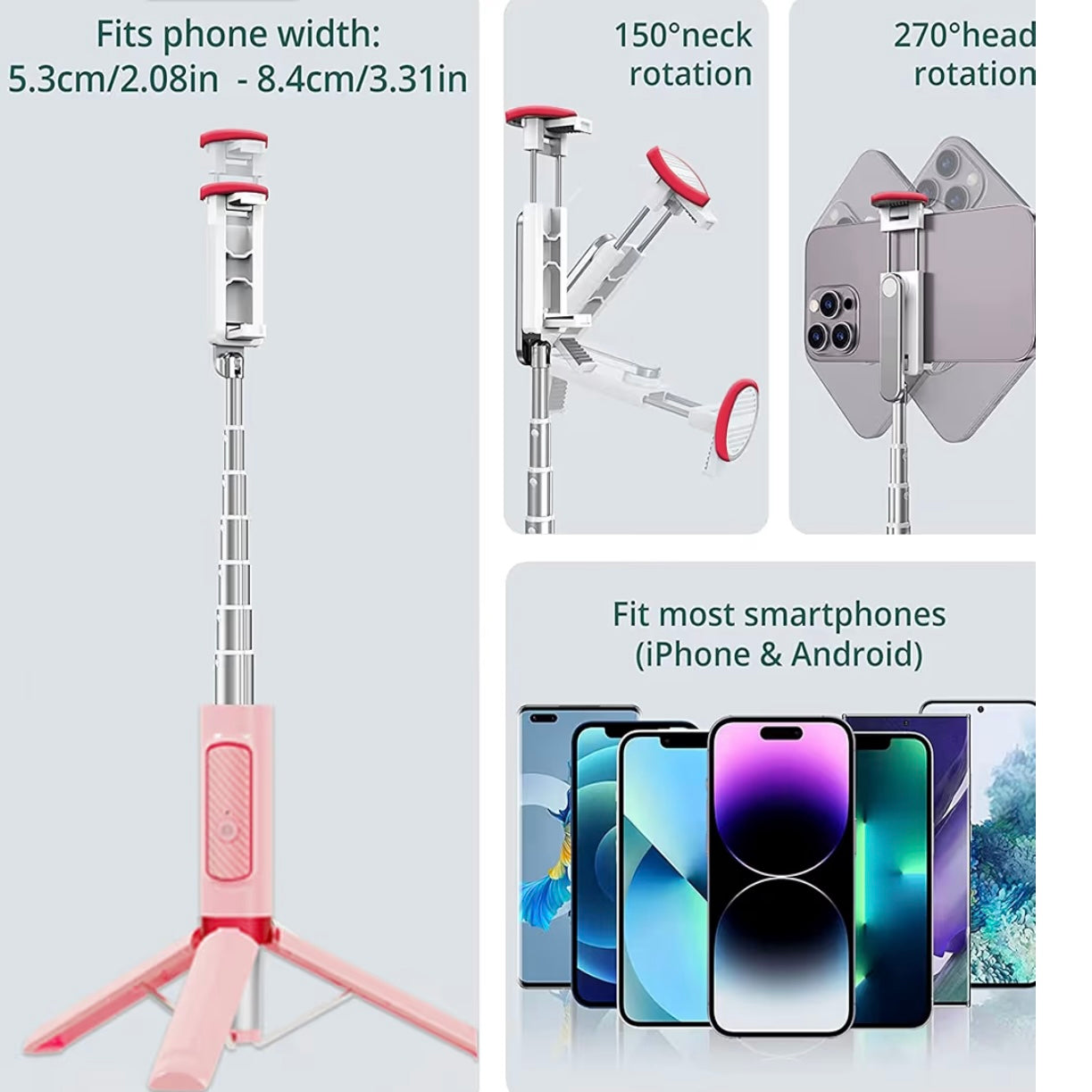 Selfie Stick, Foldable Cellphone Tripod with Remote