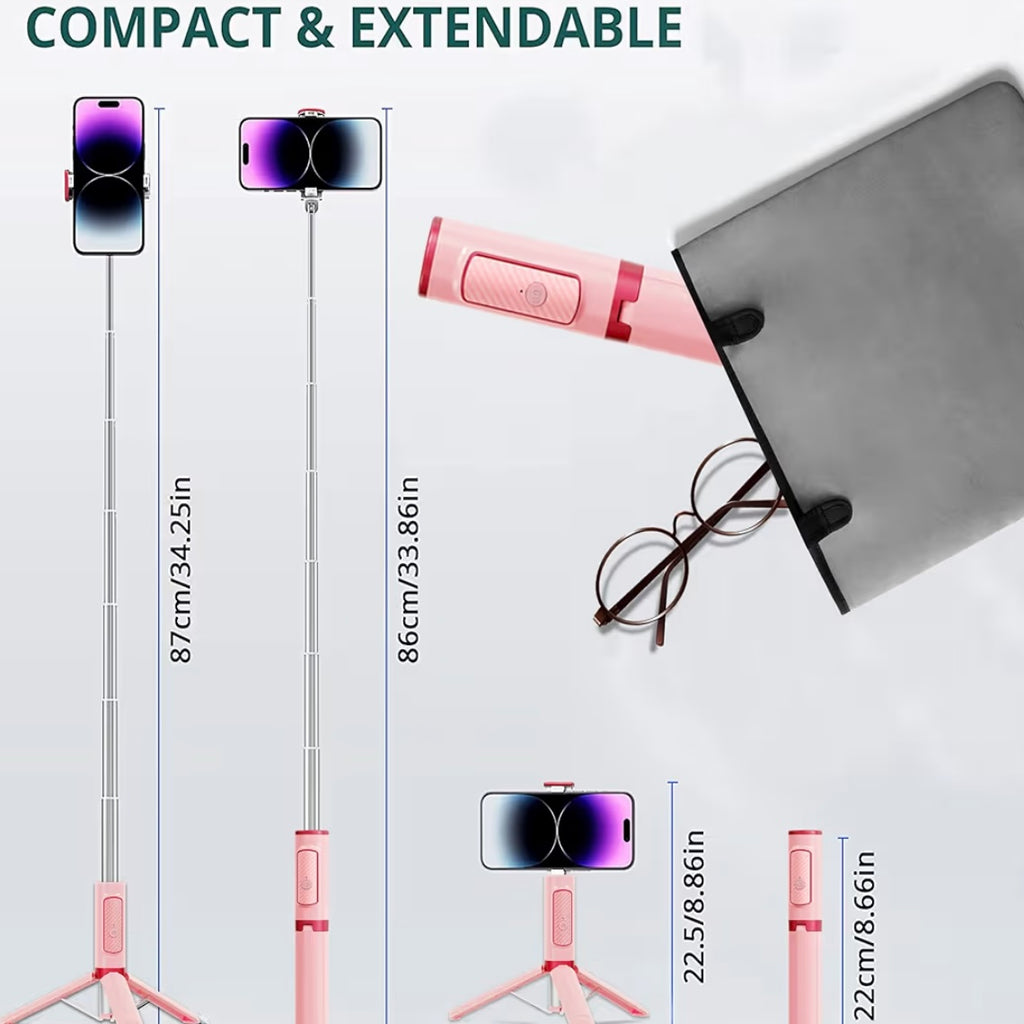 Selfie Stick, Foldable Cellphone Tripod with Remote