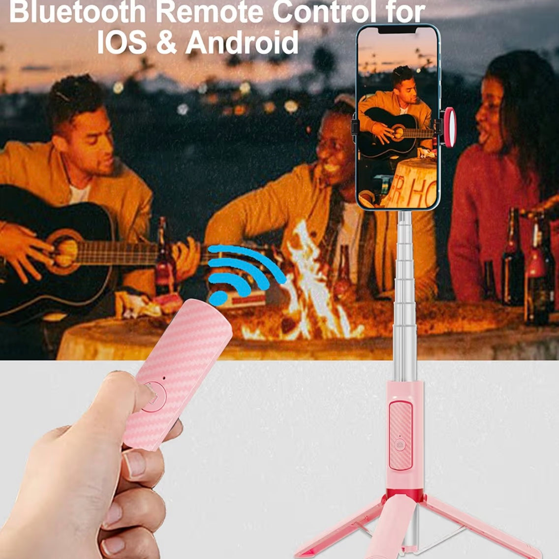 Selfie Stick, Foldable Cellphone Tripod with Remote