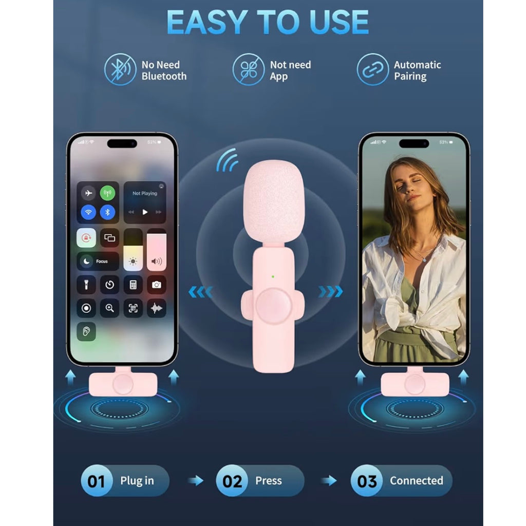 2 Pack Professional Wireless Lavalier Microphone (lightning cable connector)