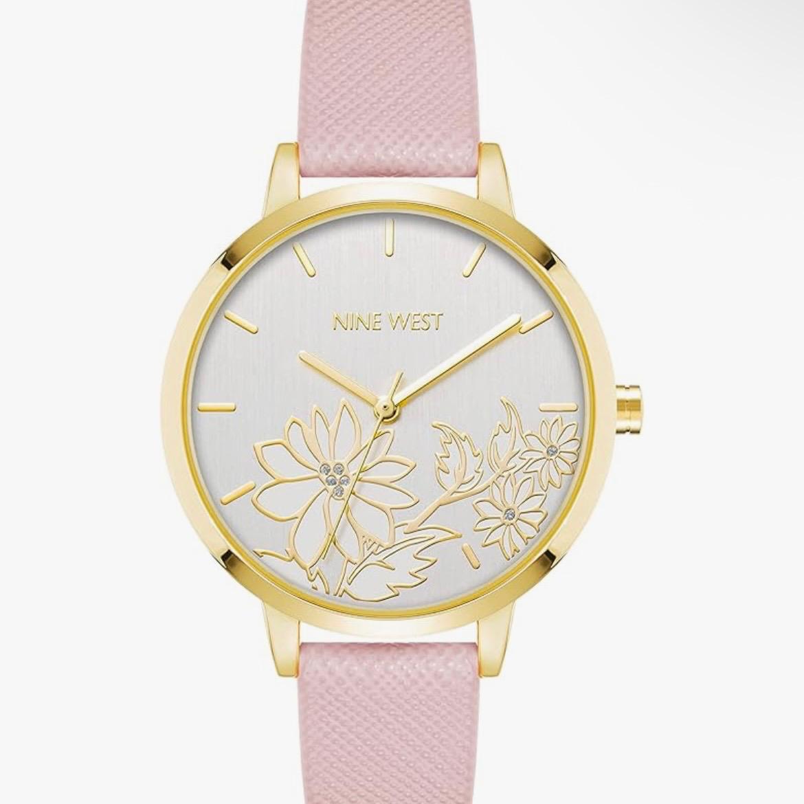 Nine West Women's Floral Dial Strap Watch