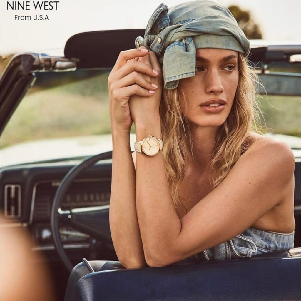 Nine West Women's Floral Dial Smooth Strap Watch