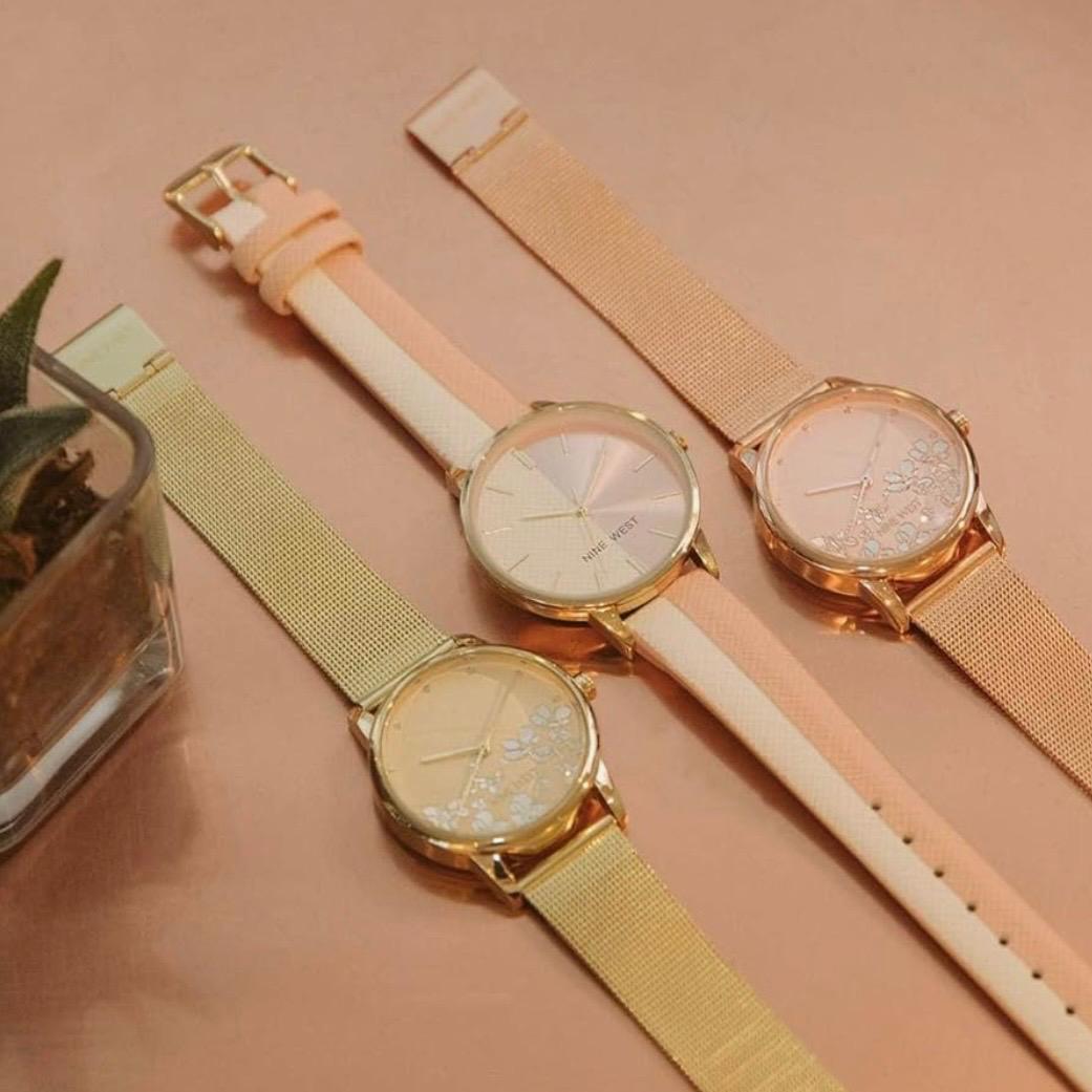 Nine West Women's Floral Dial Mesh Bracelet Watch