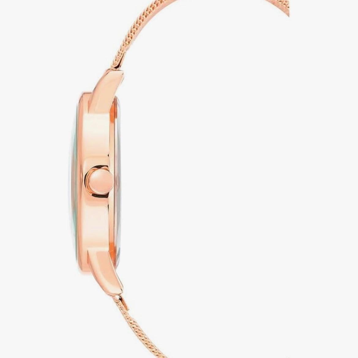 Nine West Women's Floral Dial Mesh Bracelet Watch