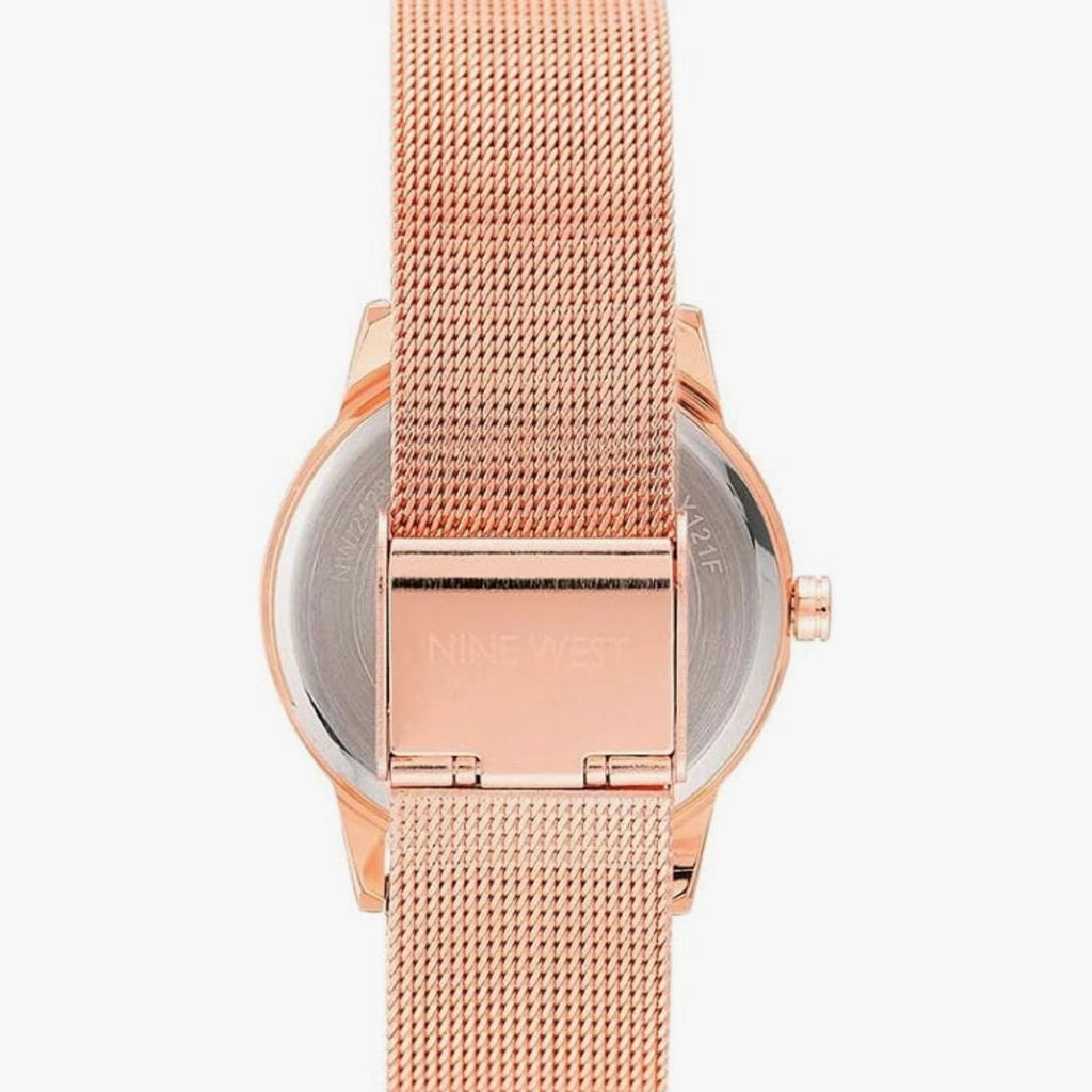 Nine West Women's Floral Dial Mesh Bracelet Watch