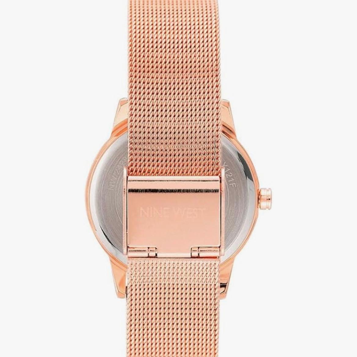 Nine West Women's Floral Dial Mesh Bracelet Watch