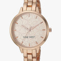 Nine West Women's Floral Dial Bracelet Watch, Rose Gold