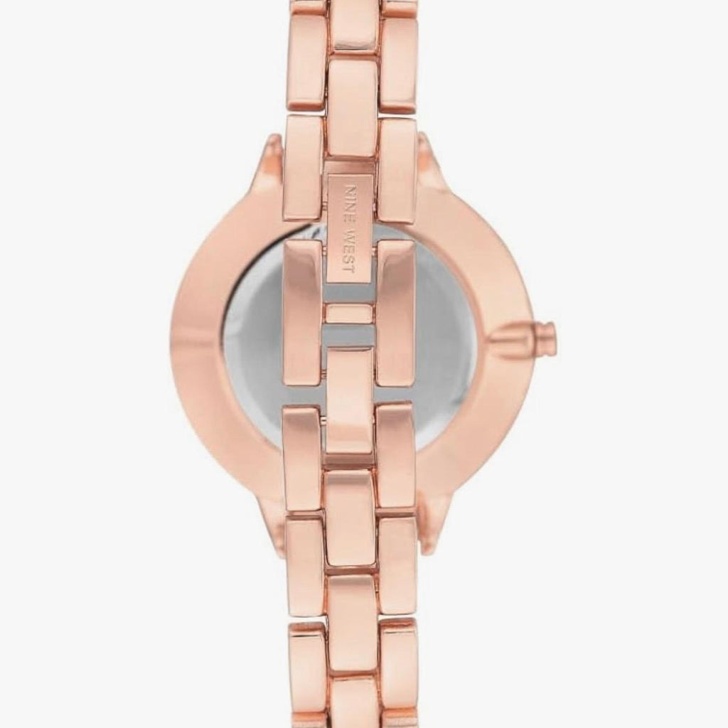 Nine West Women's Floral Dial Bracelet Watch, Rose Gold