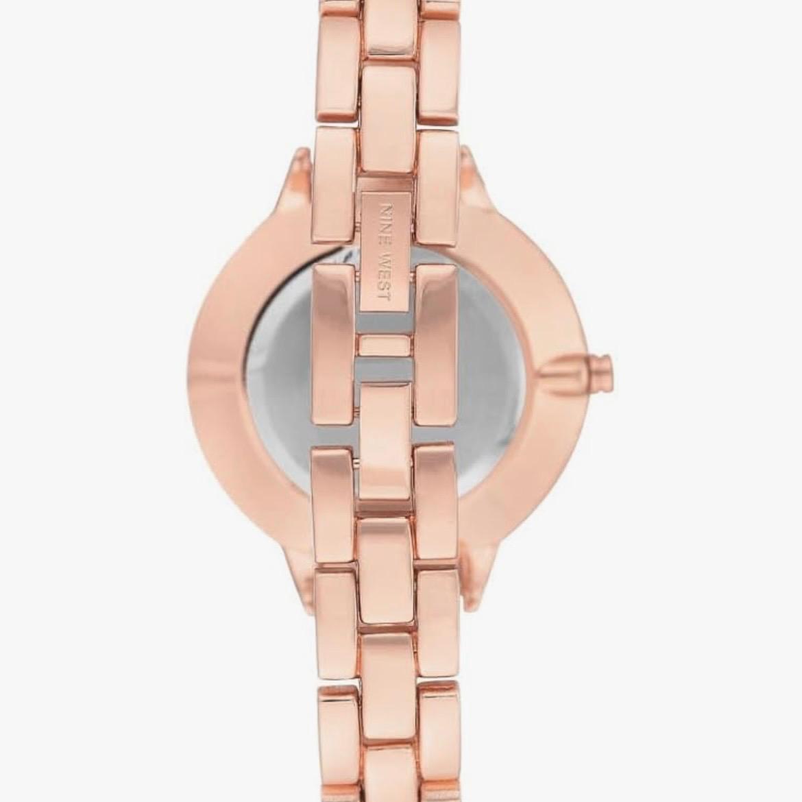 Nine West Women's Floral Dial Bracelet Watch, Rose Gold