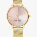 Nine West Women's Mesh Bracelet Watch, Gold/Pink