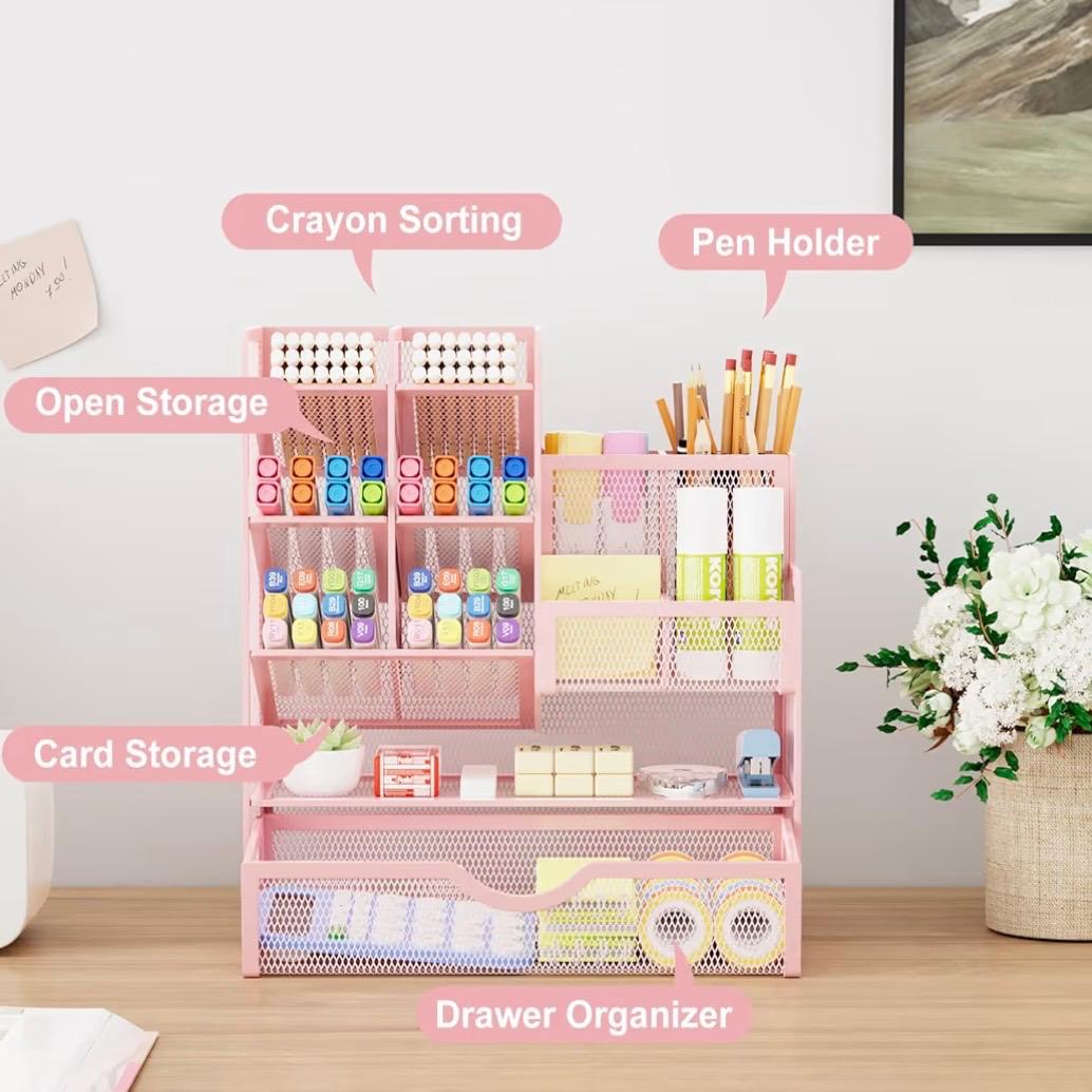 Mesh Desk Organizer with Drawer