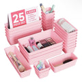 25 PCS Plastic Drawer Organizers Set, 4-Sizes Vanity and Makeup Organizer