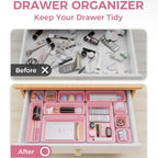 25 PCS Plastic Drawer Organizers Set, 4-Sizes Vanity and Makeup Organizer